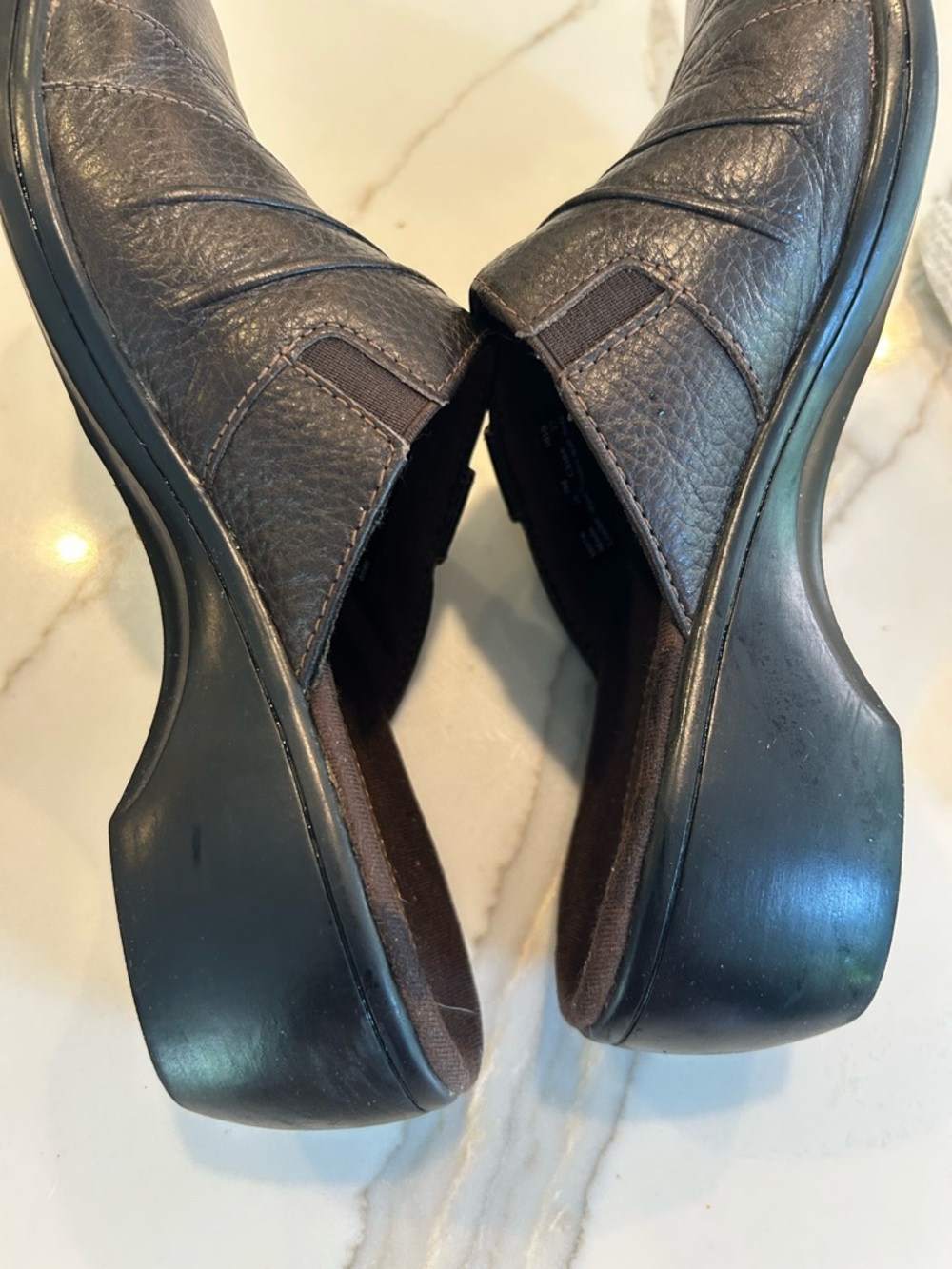 Woman’s Slip-On Leather Casual Shoes - Dark Brown